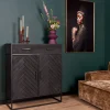 StarFurn Kabinetkast New York Mangohout en Staal Zwart 100cm Outlet