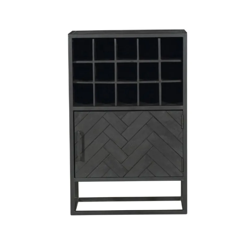 StarFurn Wijnkast New York Mangohout Zwart 55x90cm New