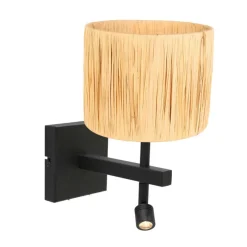 Steinhauer Wandlamp Stang met Leeslamp Gras Naturel Lampenkap Gras Naturel Hot