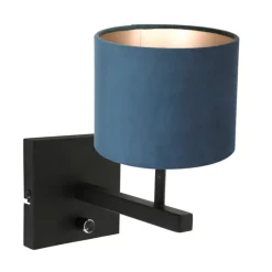 Steinhauer Wandlamp Stang Velours Blauw Lampenkap Velours Blauw Discount