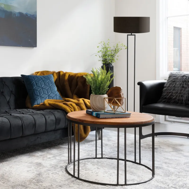Steinhauer Vloerlamp Stang Linnen Zwart/Goud Ja Sale