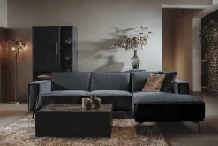 Tower Living Bank Leeds 2,5-al Zits + Chaise Longue R City 464 Black Blue