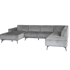 Tower Living Bank Leeds Chaise Longue L 2,5-zits Ottoman R Touch 27 Lichtgrijs