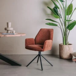 Tower Living Armstoel Amaro Stof Nature 500 Pearl Copper (draaibaar) Koper New