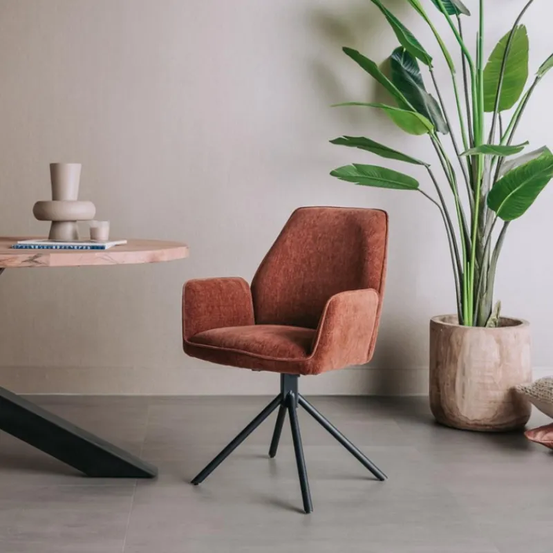 Tower Living Armstoel Amaro Stof Nature 500 Pearl Copper (draaibaar) Koper New