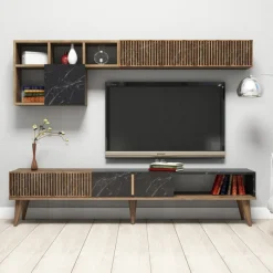 Arabic House Tv-Meubel & Wandplank Milan Melamine Walnoot Zwart