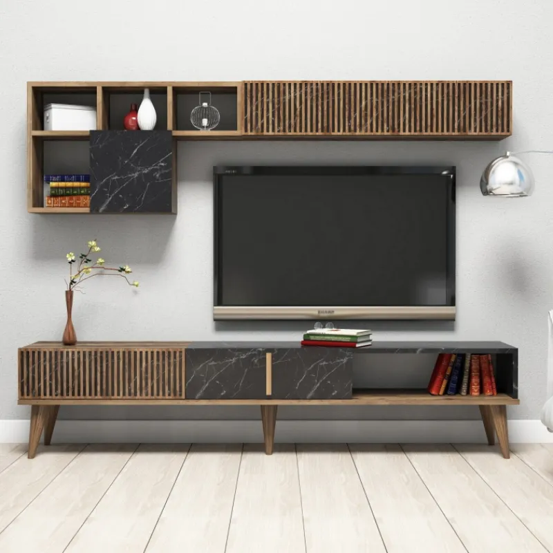 Arabic House Tv-Meubel & Wandplank Milan Melamine Walnoot Zwart