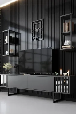 Arabic House Tv-meubel Chrome Line met Wandschappen Antraciet Best