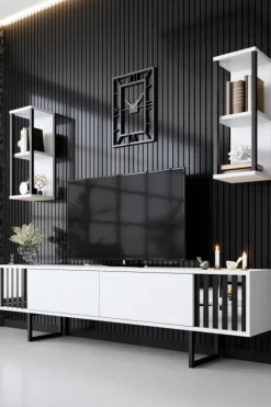Arabic House Tv-meubel Chrome Line met Wandschappen