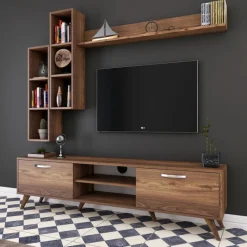 Arabic House Tv-meubel + Wandschap Zafer Melamine Walnoot Outlet