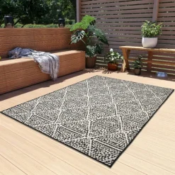Giga Living Vloerkleed Patio Ruit Zwart 135x230cm -