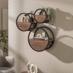 GM Wandschap Circular 1 lade Ø30cm Acacia Bruin - Giga Meubel Sale