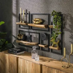 GM Wandschap Edge Acaciahout Naturel Set van 5 - Giga Meubel New