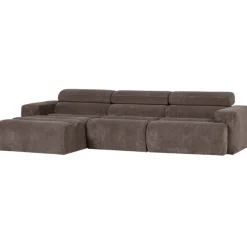 Woood Chaise Longue Bank Novi Links Ribstof Grijsbruin