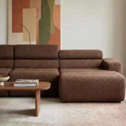 Woood Chaise Longue Bank Novi Rechts Bouclé bruin Mokka Sale