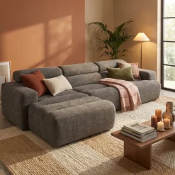 Woood Chaise Longue Bank Novi Links Melange Grijs