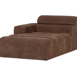 Woood Chaise Longue Novi Element Arm Links Ribstof bruin