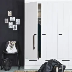 Woood Kledingkast Connect met lades 3-Deurs Wit Outlet