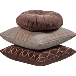 Woood Kussens Aziz Velvet Bruin/naturel Set Van 3