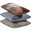 Woood Kussens Laon Velvet Naturel/blauw Set Van 3