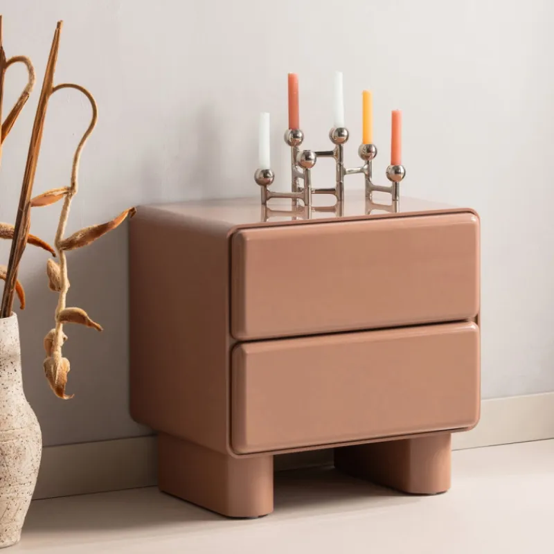 Woood Ladekast/nachtkastje Lustra Hout Hoogglans Oud Roze Clearance