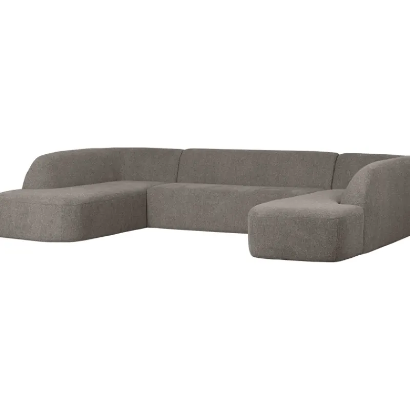 Woood U-Bank Sloping Grijs Stof/Textiel New