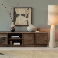 Woood Vloerlamp Loft Metaal/Bouclé Naturel 130xo30cm Met Strepen Best
