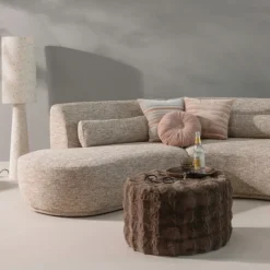 Woood Vloerlamp Loft Metaal/Bouclé Naturel 130xo30cm