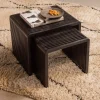 Woood Bijzettafel Willa Recycled Teak Zwart Set van 2