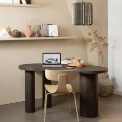 Woood Bureau Maan Organisch Donkerbruin Discount