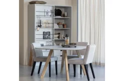 Woood Combi-tablo: Organisch Essen Mist 130x130 & 3-stand Poot Wit Best
