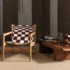 Woood Fauteuil Zano Hout Bruin Met Kelim Zitting Naturel Outlet