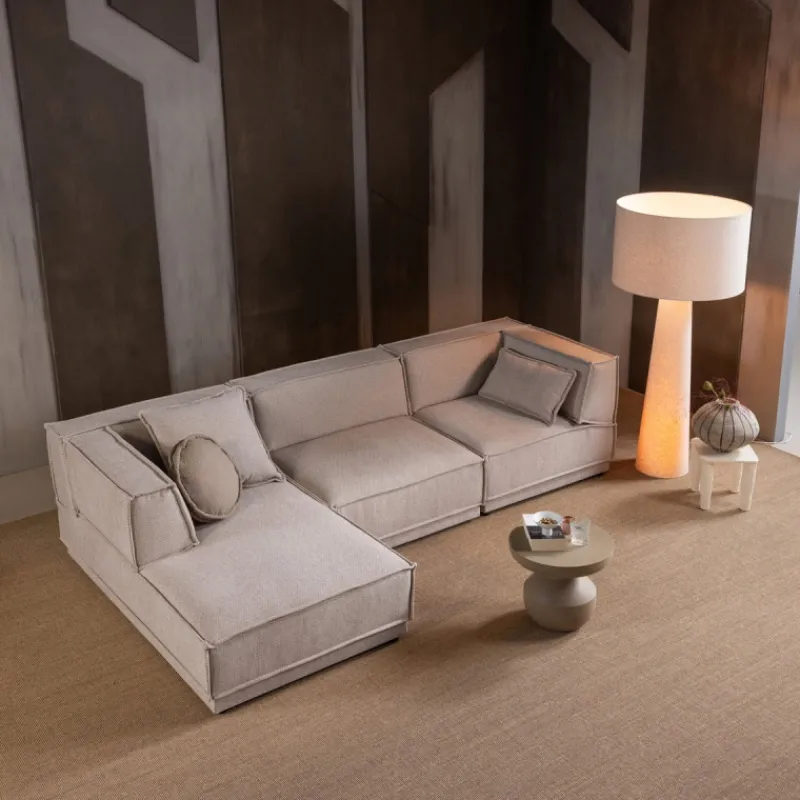 Woood Vloerlamp Loft Xxl Metaal/boucle Naturel 160xØ70cm